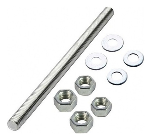 Kit Barra Roscada 1/2 50 Cm C/04 Porcas E 04 Arruelas Rayco Cor Prateado