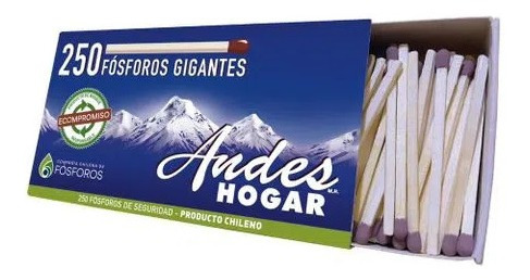 Fosforos Gigantes Hogar Los Andes 250unid(3 Display) Super