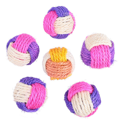 Juguete Para Rascar Gatos, 6 Piezas, Tejido En Sisal, Pelota