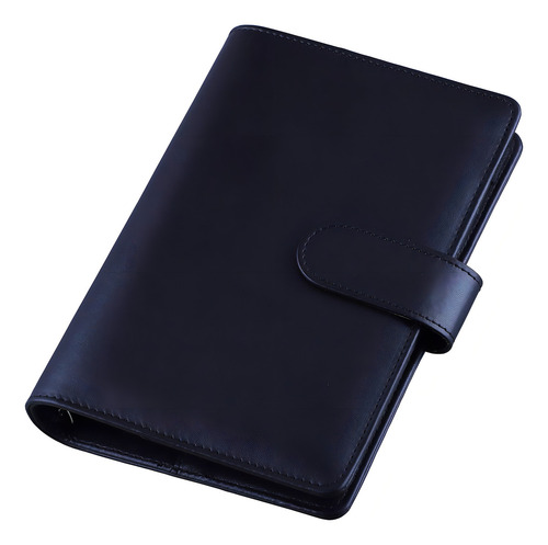 Antner Carpeta De Piel Sintética A6 Recargable Con 6 Anillas Para Papel De Relleno A6, Tapa De Carpeta Personal De Hojas Sueltas Con Cierre De Hebilla Magnética, Color Negro