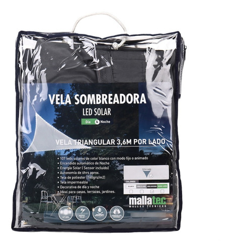 Vela Sombreadora Led Borde Triangular 3,6m