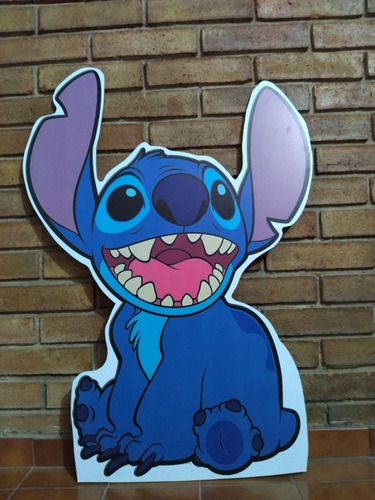 Stitch Gigantografía De Madera 80 Cm