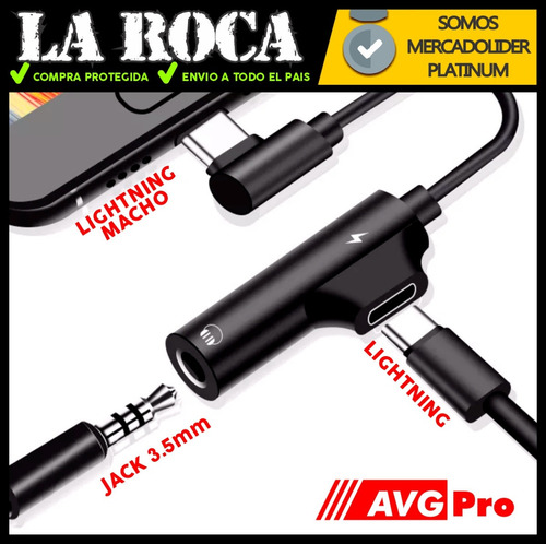 Adaptador Hub 2 En 1 Lightning A Lightning Jack 3.5mm Cuo