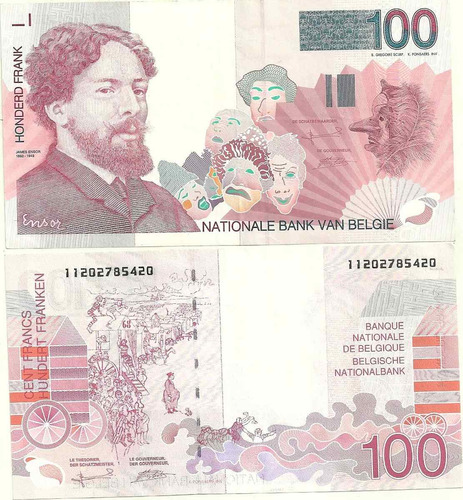 Billete De Belgica De 100 Francos Año 1995/2001 Excelente