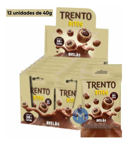 Chocolate Trento Bites Avelã Peccin 12 Unidades De 40g