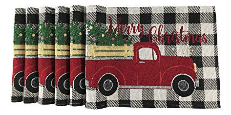 Merry Christmas Country Holiday Truck And Tree Placemats, S