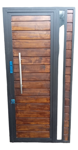 Oferta !!!puerta Blindada  C/ Fijo Combinado Madera Y Vidrio