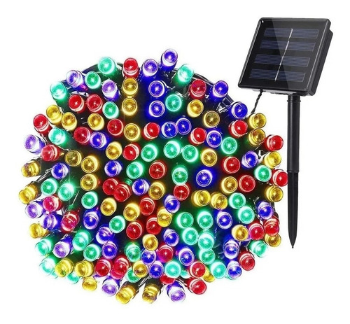 Imagen 1 de 4 de Luces Guirnalda Solar 10 Metros 100 Led Multicolor Navidad