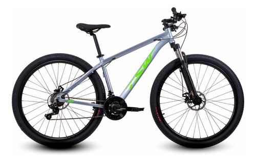 Mountain bike TSW Mountain Bike Ride 2021 aro 29 S-15.5" 21v freios de disco mecânico câmbios Shimano cor cinza/verde