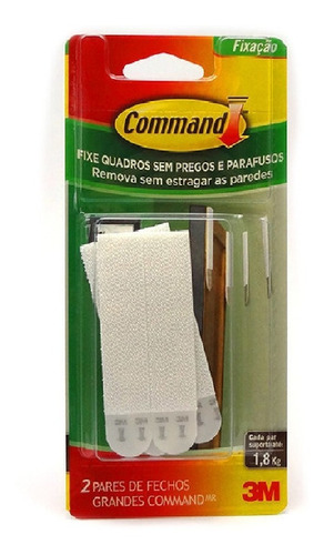 Kit 6 Fecho Command Grande C/ 2 Pares Suporta 1,8kg - 3m 