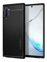 Comprar Funda Spigen Rugged Armor para Samsung Galaxy Note 10\u002FNote 10 Plus 10+, protección antiimpacto de primera calidad, TPU suave, color negro, diseño con nombre Note 10+ Plus