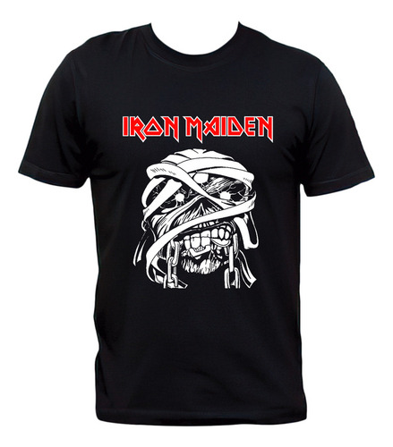 Remera Negra Iron Maiden Momia Heavy Metal Algodón Premium