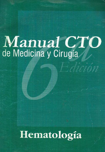 Libro Manual Cto De Medicina Y Cirugia Hematologia De Medici