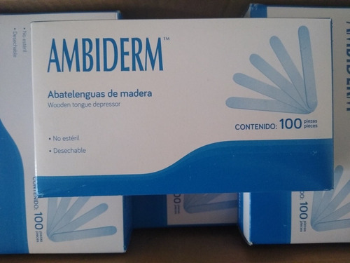 Abatelenguas De Madera Marca Ambiderm Pq/100