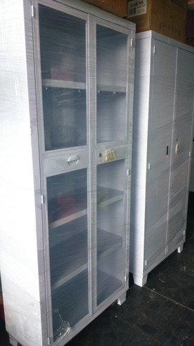 Imagen 4 de 6 de Gabinete Universal Blanco Puertas Con Cristal Anaqueles