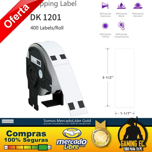 Rollo Dk-1201 Compatibles Con Impresora Brother Ql-800