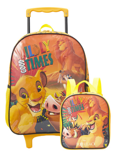 Kit Mochila Rei Leão Rodinhas Com Lancheira Disney Infantil