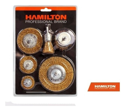 Set Kit Cepillos Acero Para Taladro Hamilton Bk6 6 Piezas