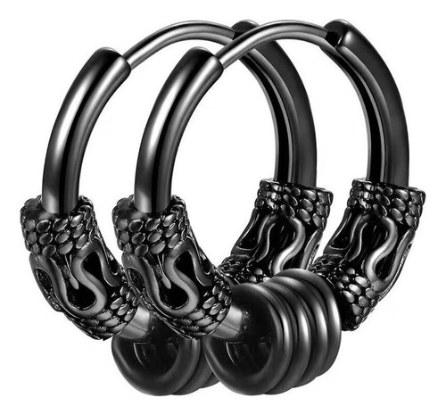 E Aros Punk Negro Hip Hop Circular Acero Hombre Redondo Moda