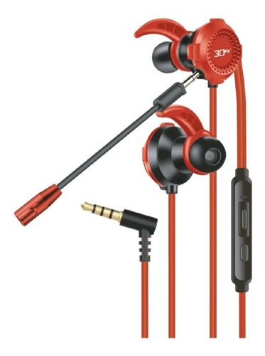 Audifono Gamer 3dfx In-ear Con Mic Desmontable Red Mlab Color Rojo