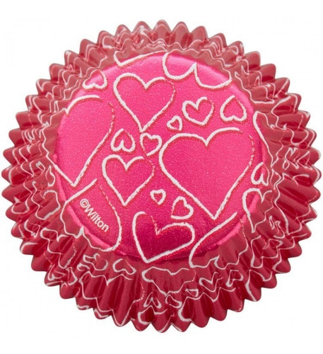 Capacillo Estándar Corazones San Valentín C/24 Wilton Color Rosa