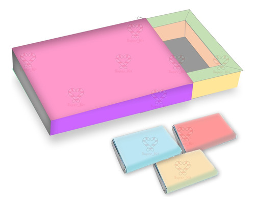 Kit Imprimible Molde Caja 3 Chocolatines Editable + Fondos
