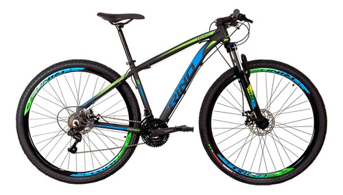 Bicicleta Rino Everest Aro 29 Shimano 24v Cubo K7 + Trava Cor Preto Com Azul E Verde Tamanho Do Quadro 17