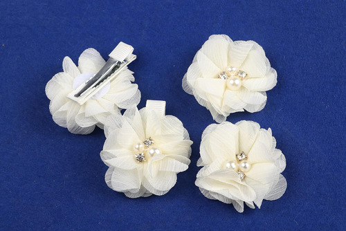 Clips Para El Cabello De Flores De Gasa Para Niñas Con Diama