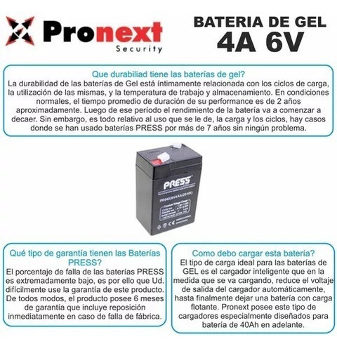 Imagen 4 de 9 de Bateria Gel 6v4a Recargable Luz Ups + Cargador Hasta 10amp