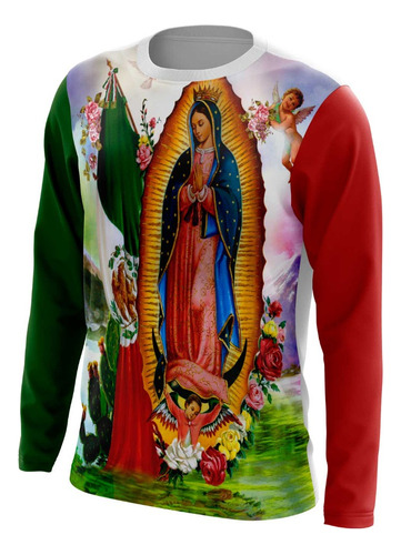 Playera Full Virgen De Guadalupe Colores Bandera México