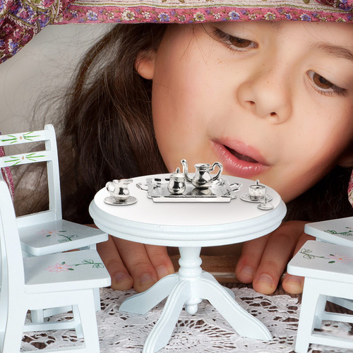 Imagen 7 de 8 de Juego De Té Y Café De Metal Plateado En Miniatura De Casa