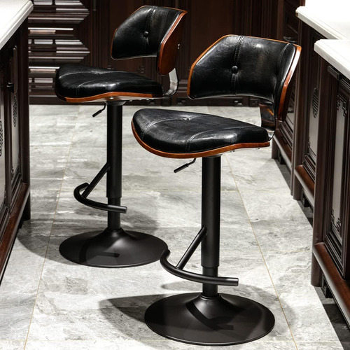 Taburetes De Bar Con Base Y Reposapiés Negros, Silla De Bar 