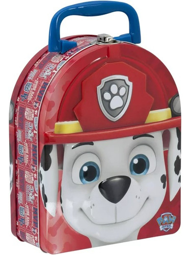 Mochila Tin Box Metálica Forma Arco Marshal Paw Patrol Roja