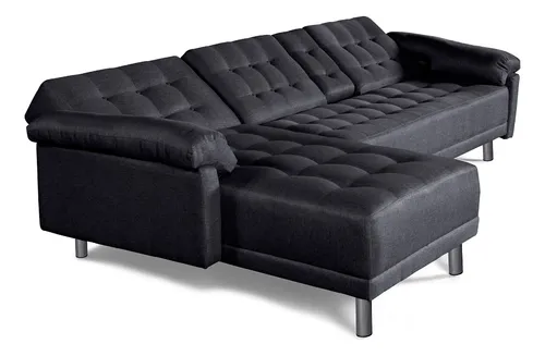 Sala Modular Sofá Cama Mosley Cosmic Reversible Color Gris Oscuro