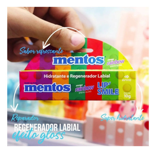 Protetor Labial Mentos Lip Smile Rainbow Efeito Gloss 10g