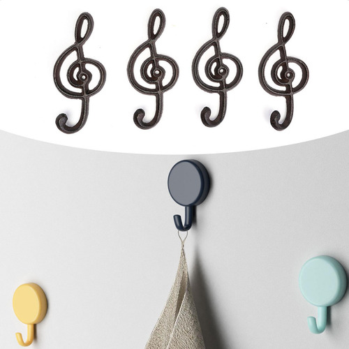 4 Piezas De Gancho De Hierro Musical Nota De Forma De Forma
