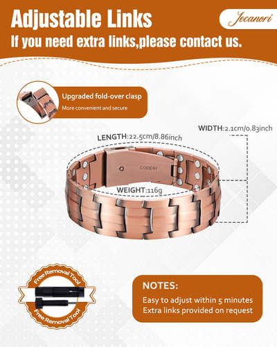 Pulsera De Cobre Puro Para Hombres, Pulseras Magnéticas
