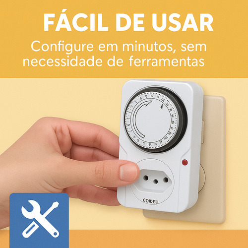 Timer Temporizador Analógico Mecânico Bivolt 110/220v Tomada