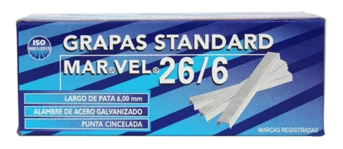 Grapa Estandard Marvel 26/6 Caja Con 5000 Pz Standard