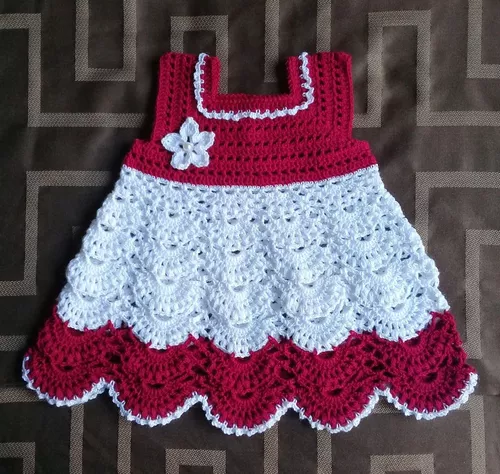 Vestido Beba 0-3 Meses Tejido Crochet Hilo Verano