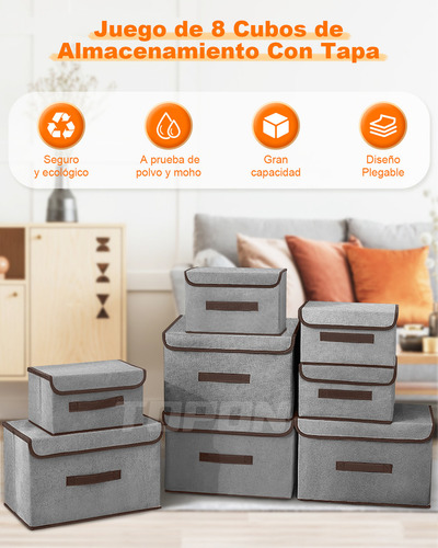 Cajas Organizadoras 8 Unidades De Tela Plegable C/ Tap Topon