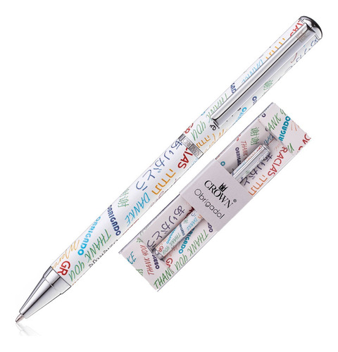 Esferográfica Crown Diamond Ball Pen Esferográfica Cor Azul Exterior Obrigado Traço Média 0.7 Mm Em Caixa - Unidade De 1 X Unidade