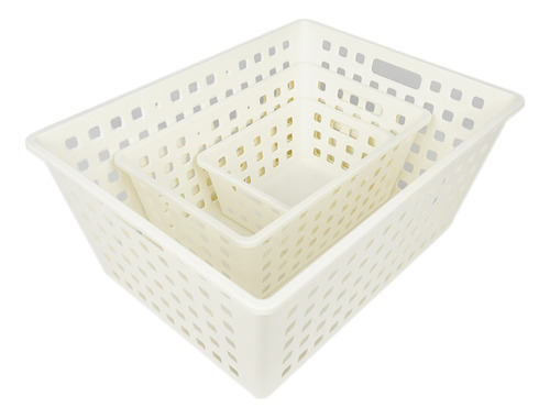 Kit De 9 Cestos Organizadores De 3 Tamanhos Square - Dasplast Branco