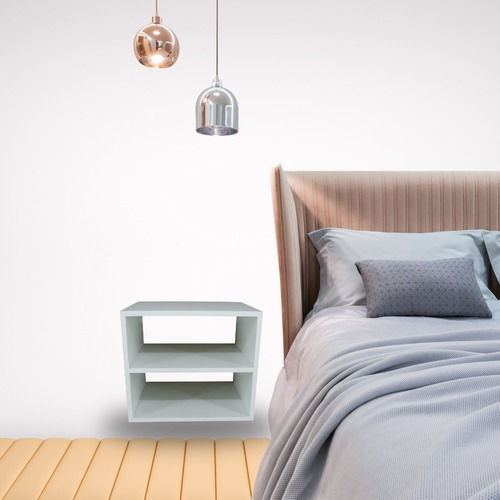 Mesa De Cabeceira P/ Quarto Hotel Suspensa Mdf Marrom Nicho Cor Branco