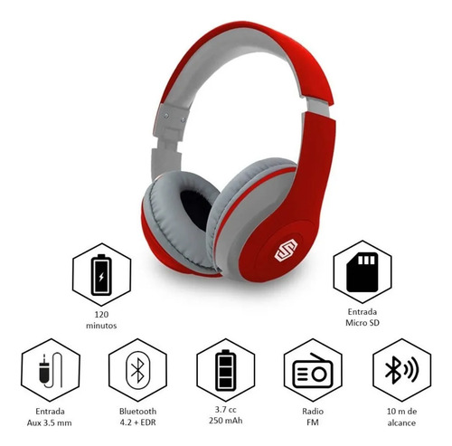 Audífonos Inalámbricos Select Sound Bth024 - Color Rojo Rojo