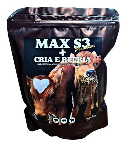 Max S3 Premium Cria E Recria Nucleo Mineral Vitamin Bovinos