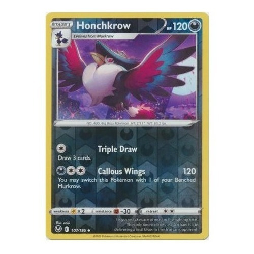 Carta Pokemon Honchkrow - 107/195 - Uncommon Revers Original