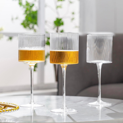 Juego De 4 Copas De Vino Cuadradas, Elegantes Copas De Vino