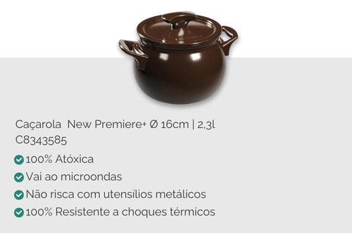 Jogo De Panelas Ceraflame New Premiere+ 5 Pç Chocolate