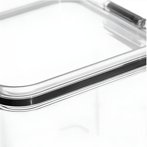Recipiente Hermetico Para Almacenamiento Alimentos Cocina Color Transparente Con Tapa Negra